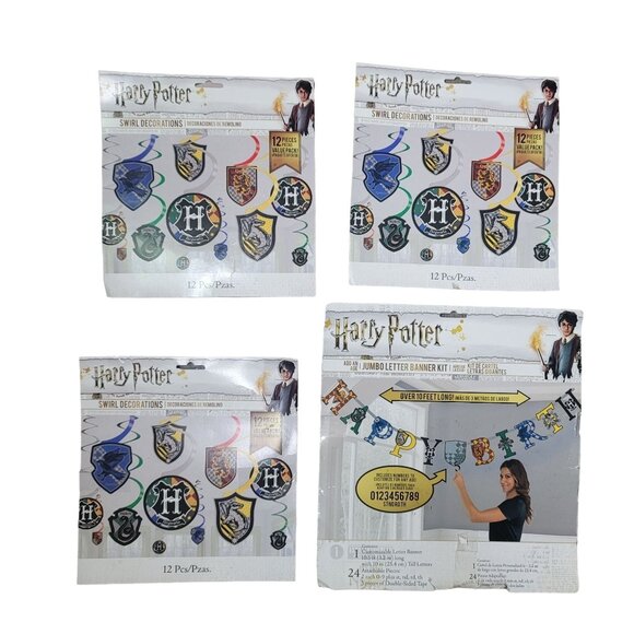 Harry Potter Party Decoration Kit - 24 Banner with 12 Swirl Hanging Decorations - Picture 1 of 7